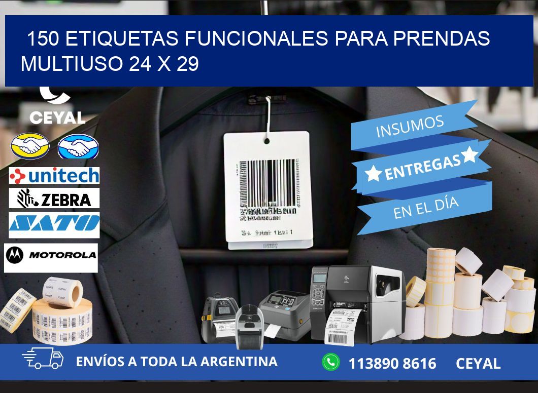 150 ETIQUETAS FUNCIONALES PARA PRENDAS MULTIUSO 24 x 29
