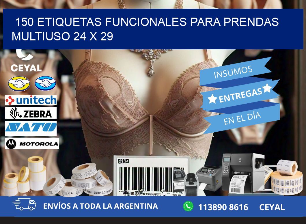 150 ETIQUETAS FUNCIONALES PARA PRENDAS MULTIUSO 24 x 29