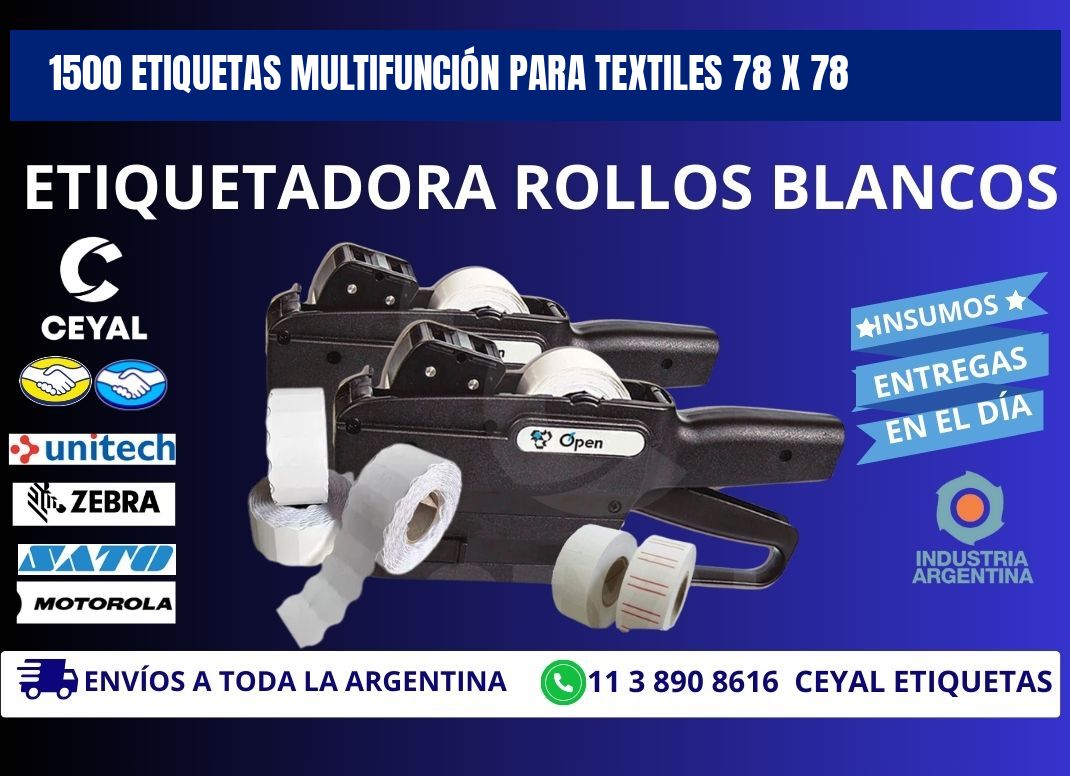 1500 ETIQUETAS MULTIFUNCIÓN PARA TEXTILES 78 x 78