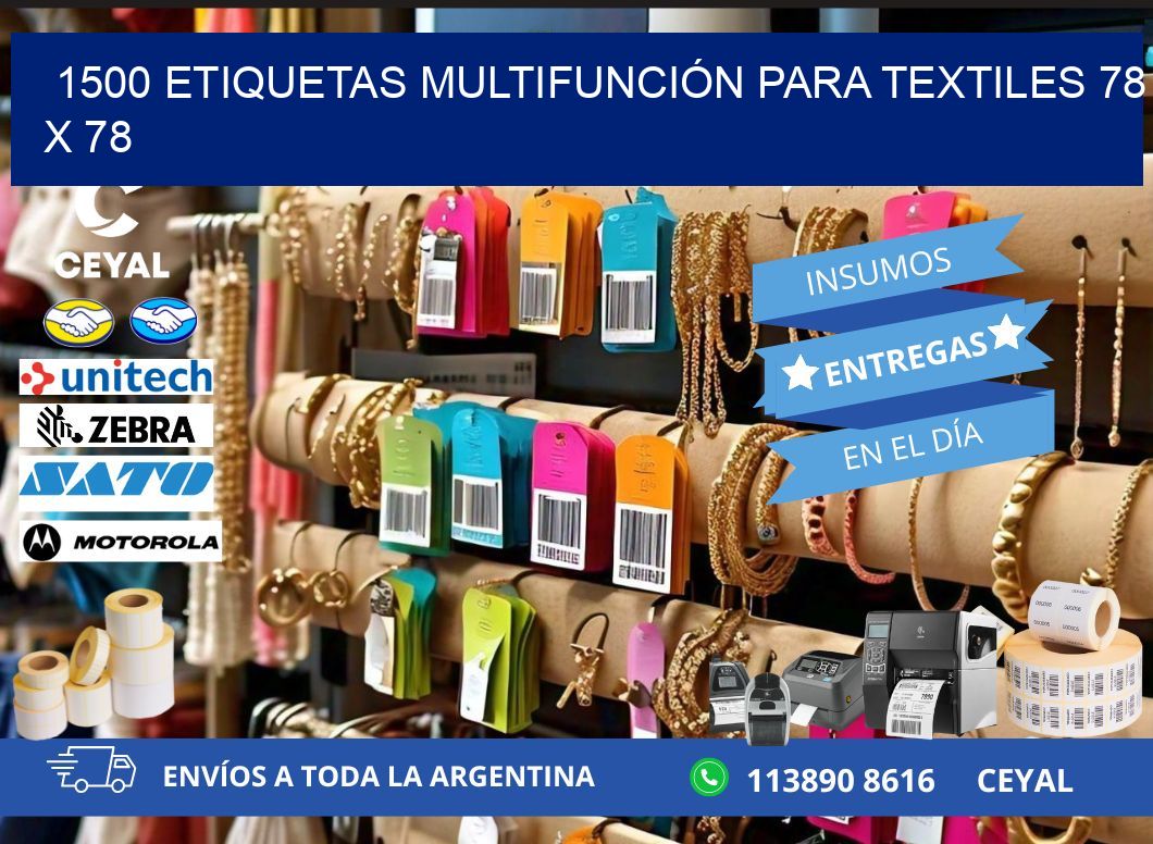 1500 ETIQUETAS MULTIFUNCIÓN PARA TEXTILES 78 x 78