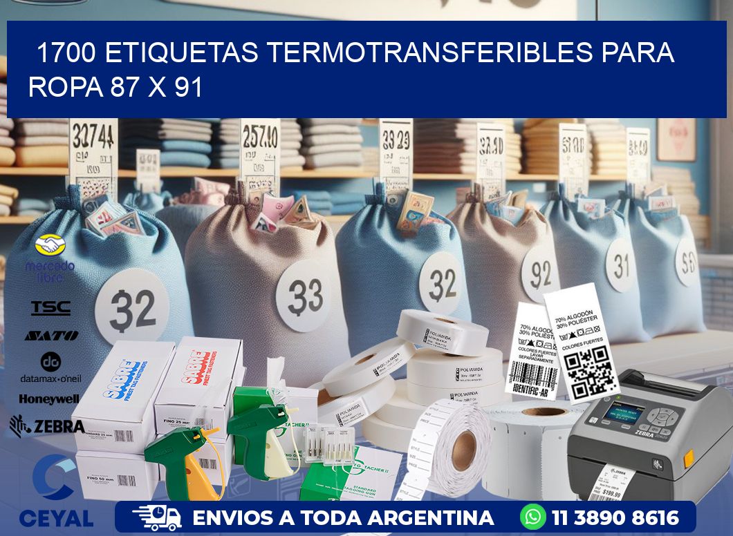 1700 ETIQUETAS TERMOTRANSFERIBLES PARA ROPA 87 x 91