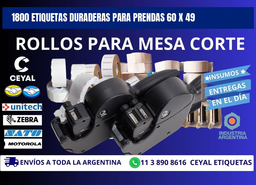 1800 ETIQUETAS DURADERAS PARA PRENDAS 60 x 49