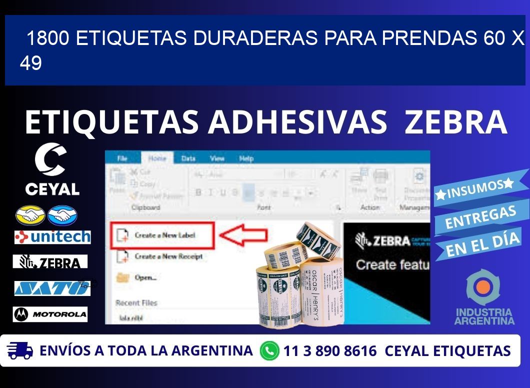 1800 ETIQUETAS DURADERAS PARA PRENDAS 60 x 49
