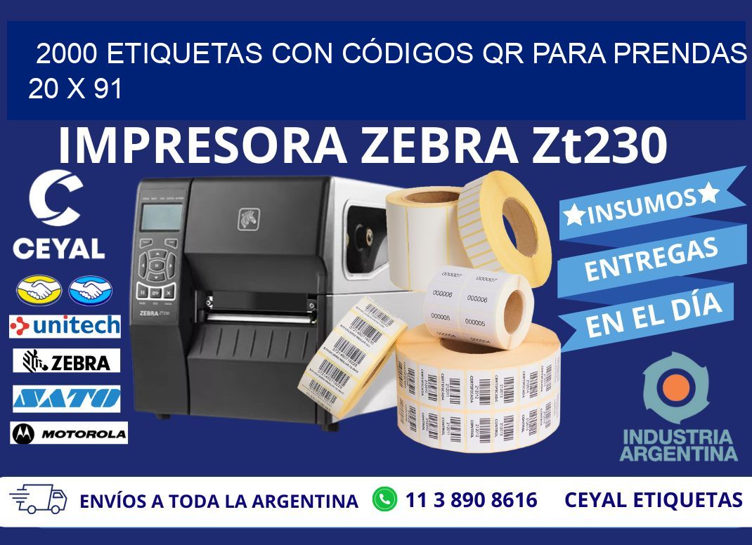 2000 ETIQUETAS CON CÓDIGOS QR PARA PRENDAS 20 x 91