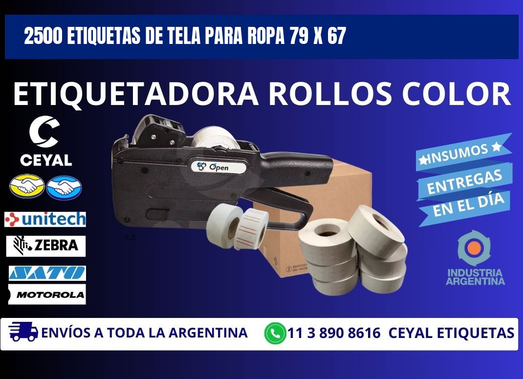 2500 ETIQUETAS DE TELA PARA ROPA 79 x 67