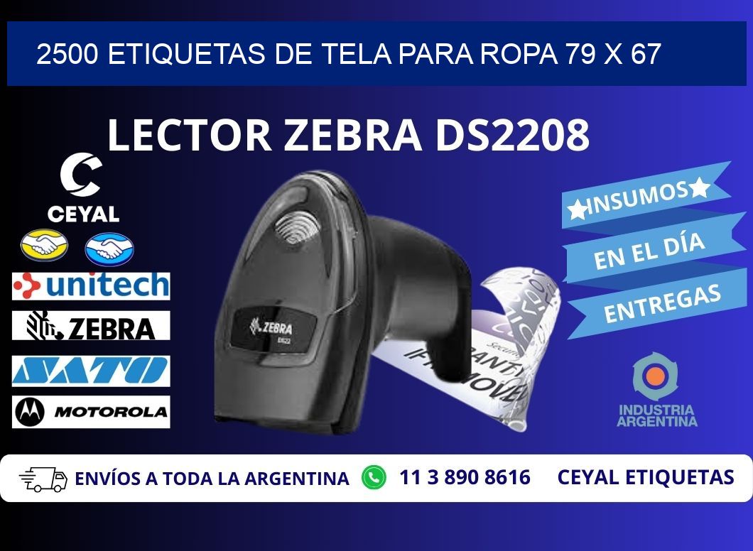 2500 ETIQUETAS DE TELA PARA ROPA 79 x 67