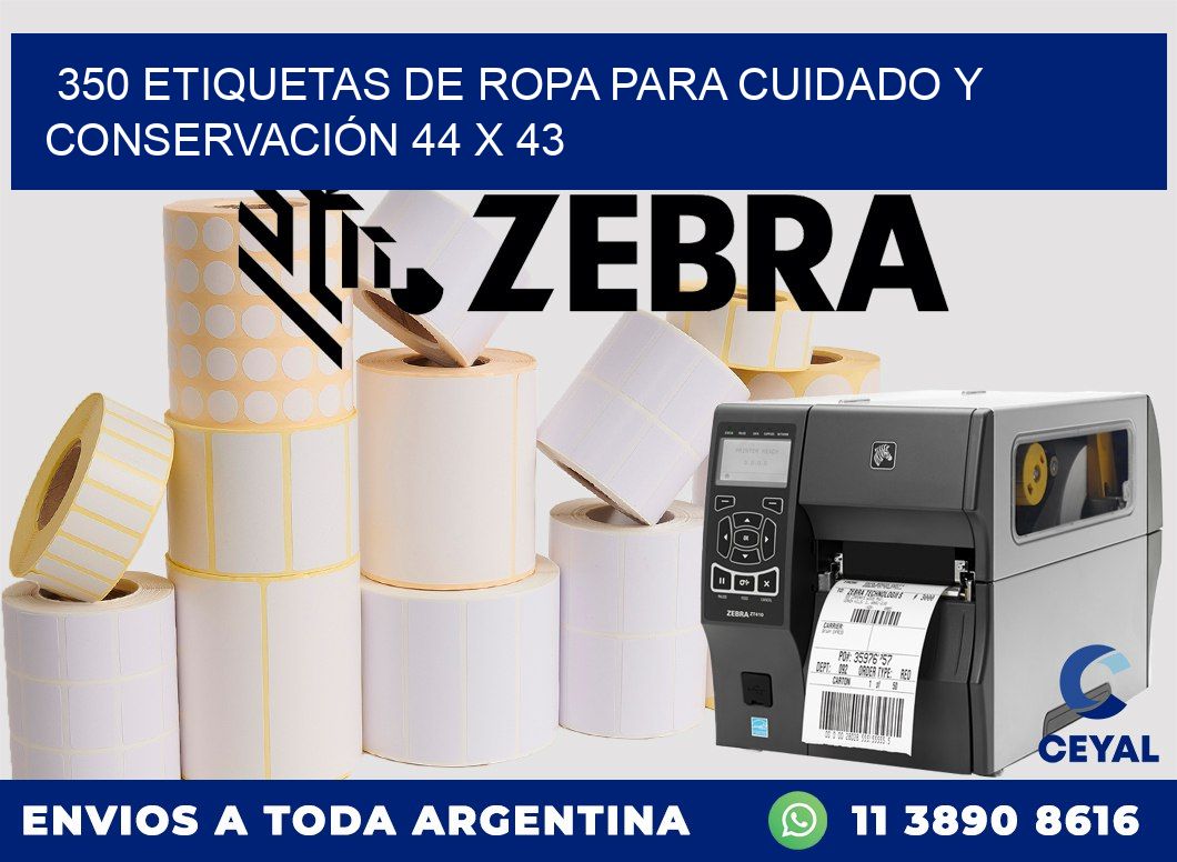 350 ETIQUETAS DE ROPA PARA CUIDADO Y CONSERVACIÓN 44 x 43