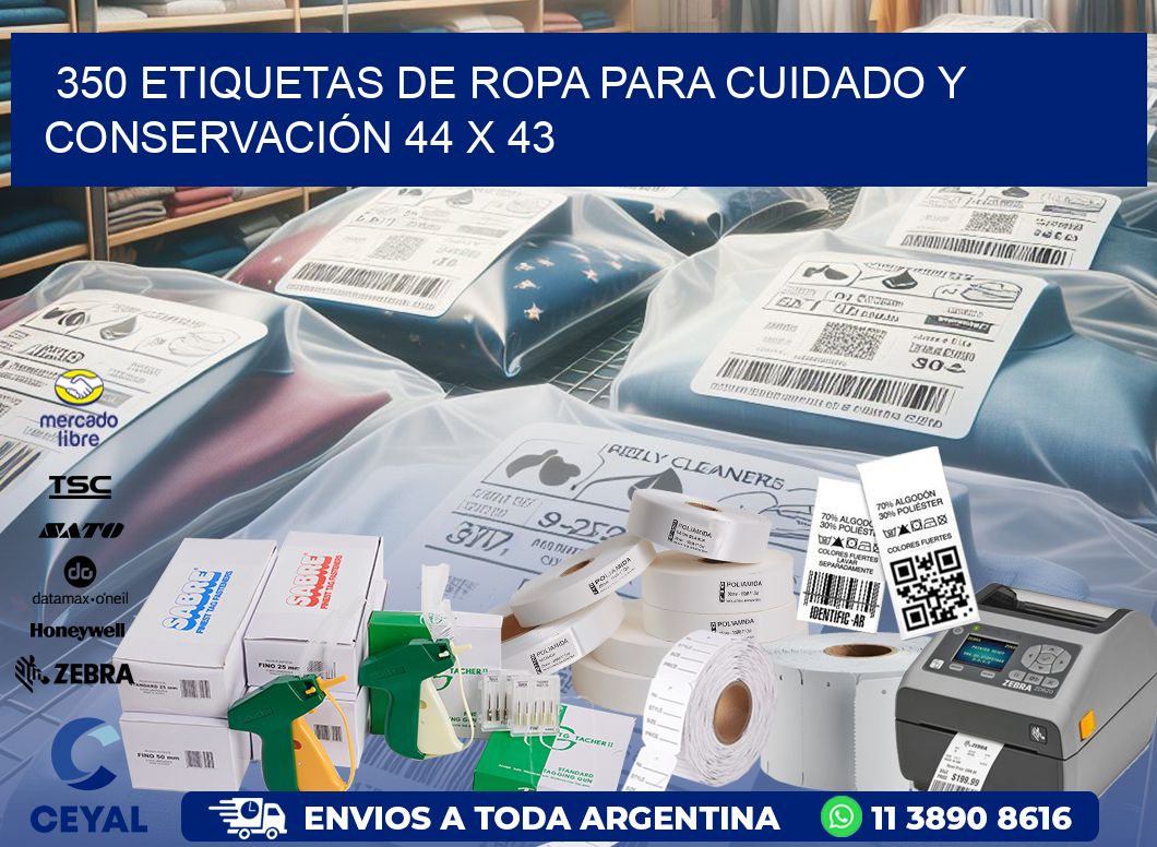 350 ETIQUETAS DE ROPA PARA CUIDADO Y CONSERVACIÓN 44 x 43