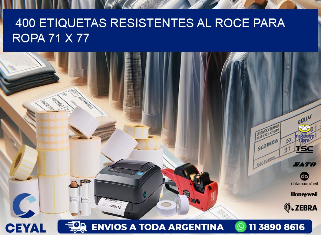 400 ETIQUETAS RESISTENTES AL ROCE PARA ROPA 71 x 77