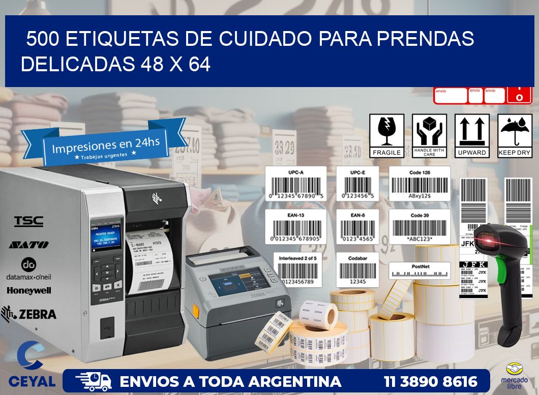 500 ETIQUETAS DE CUIDADO PARA PRENDAS DELICADAS 48 x 64