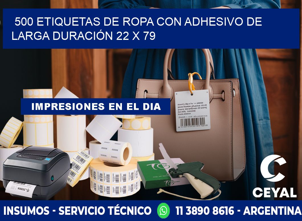 500 ETIQUETAS DE ROPA CON ADHESIVO DE LARGA DURACIÓN 22 x 79