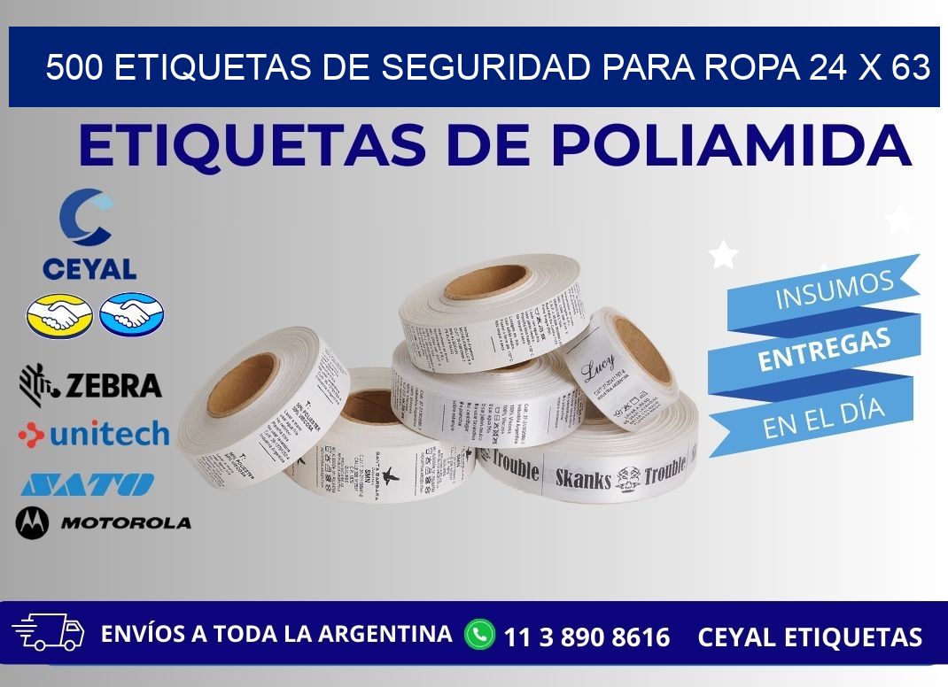 500 ETIQUETAS DE SEGURIDAD PARA ROPA 24 x 63