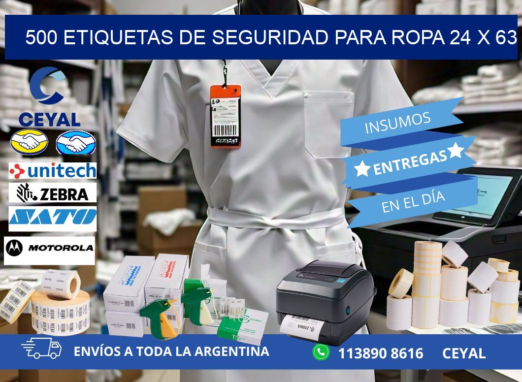 500 ETIQUETAS DE SEGURIDAD PARA ROPA 24 x 63