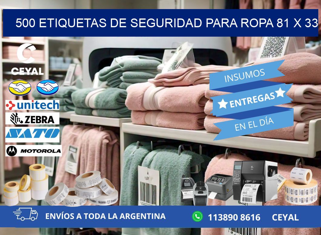 500 ETIQUETAS DE SEGURIDAD PARA ROPA 81 x 33