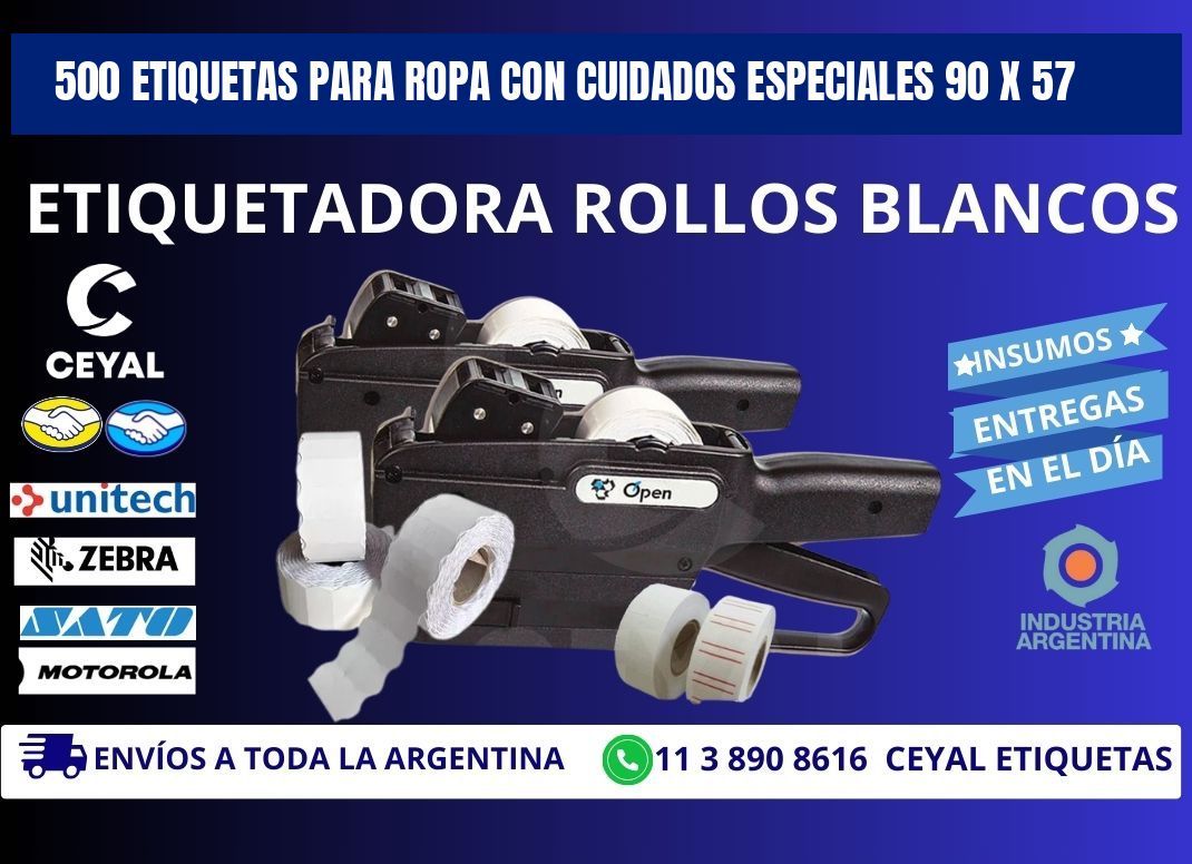 500 ETIQUETAS PARA ROPA CON CUIDADOS ESPECIALES 90 x 57