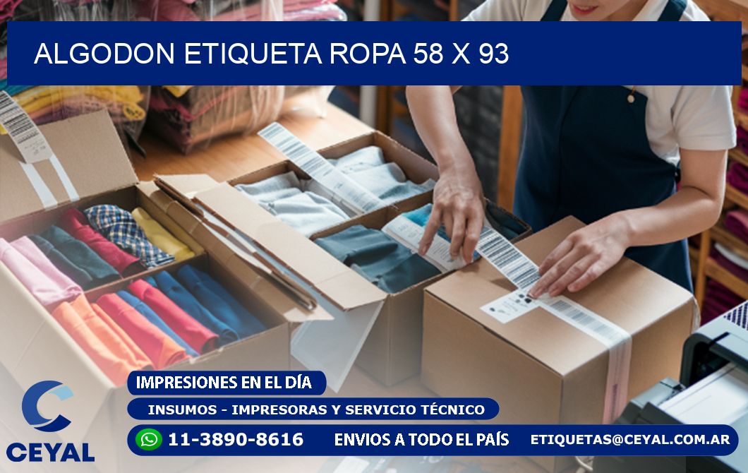 ALGODON ETIQUETA ROPA 58 x 93