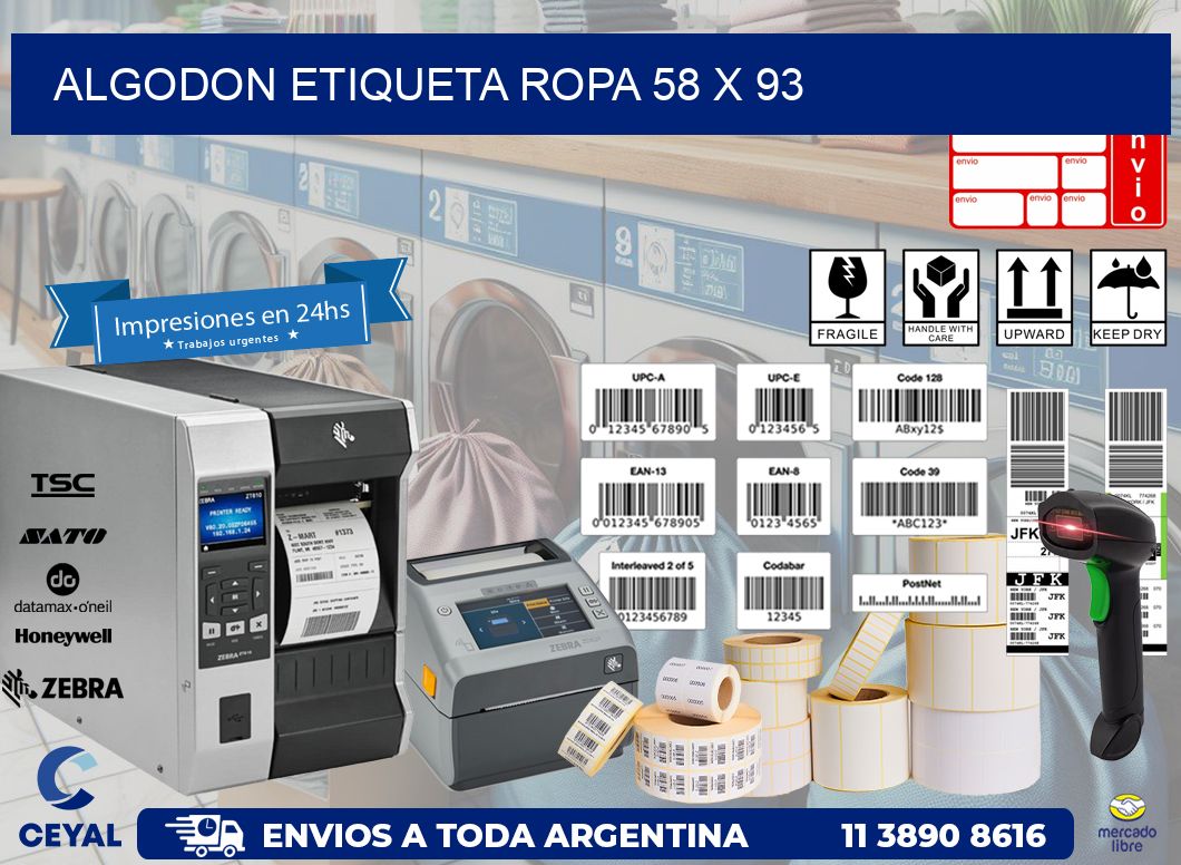 ALGODON ETIQUETA ROPA 58 x 93