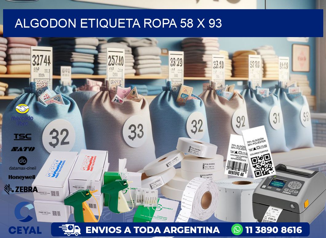 ALGODON ETIQUETA ROPA 58 x 93