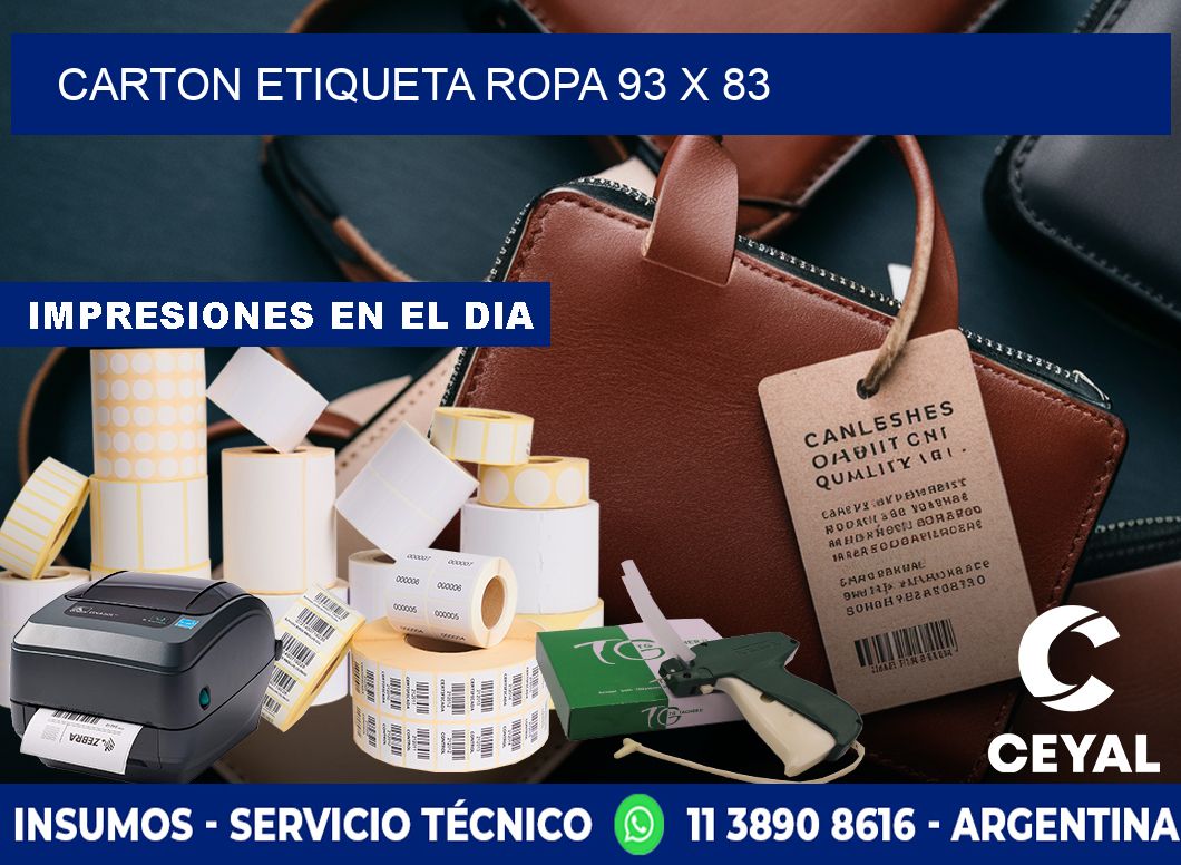 CARTON ETIQUETA ROPA 93 x 83