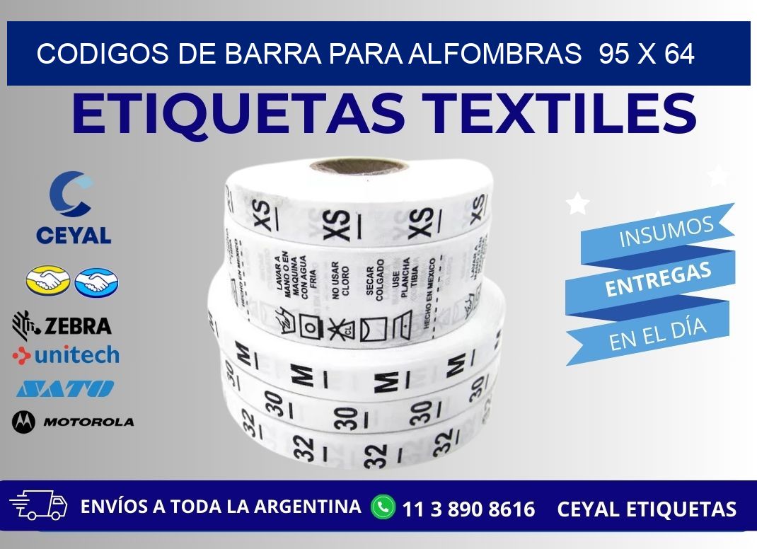 CODIGOS DE BARRA PARA ALFOMBRAS 95 x 64
