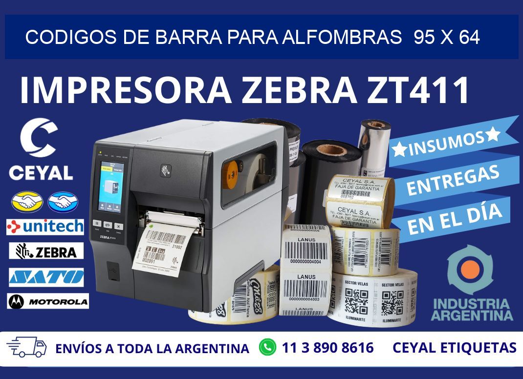 CODIGOS DE BARRA PARA ALFOMBRAS 95 x 64