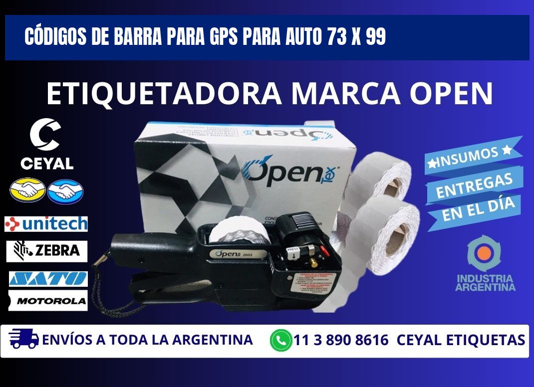 CÓDIGOS DE BARRA PARA GPS PARA AUTO 73 x 99