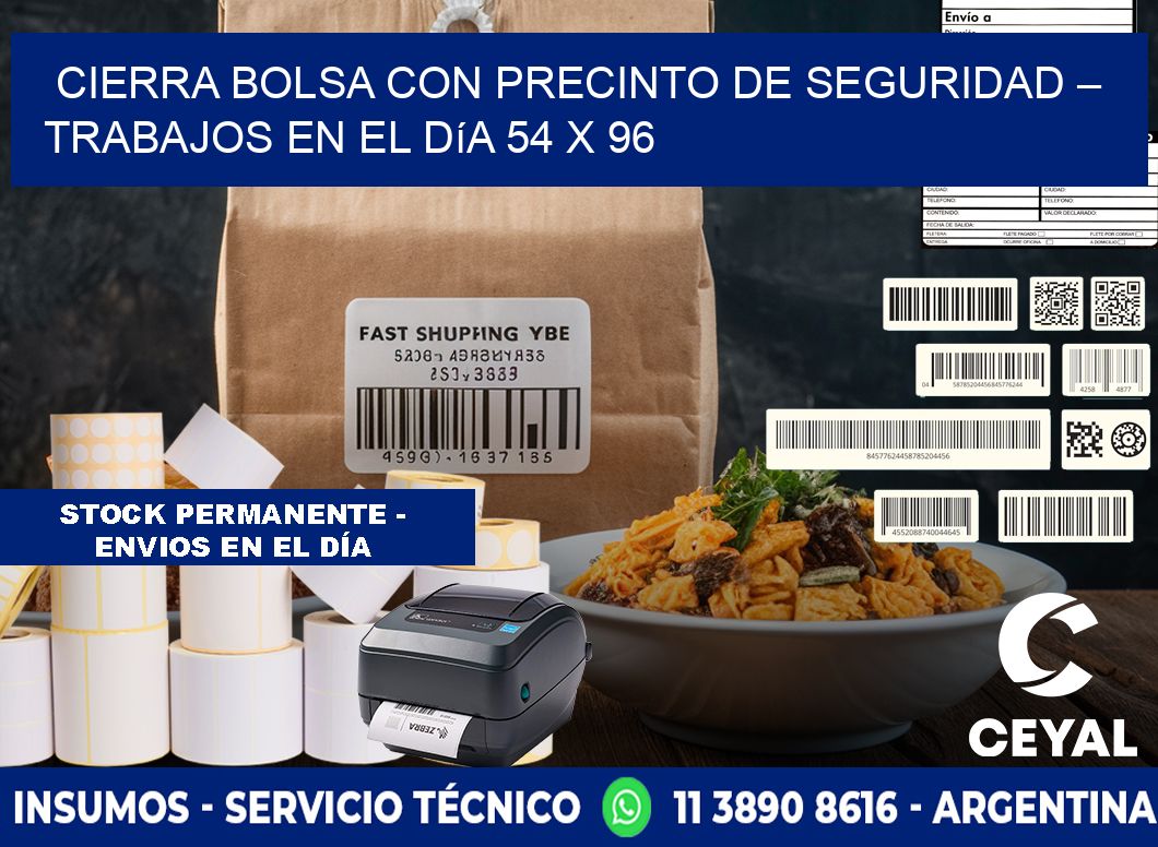 Cierra bolsa con precinto de seguridad – Trabajos en el día 54 x 96