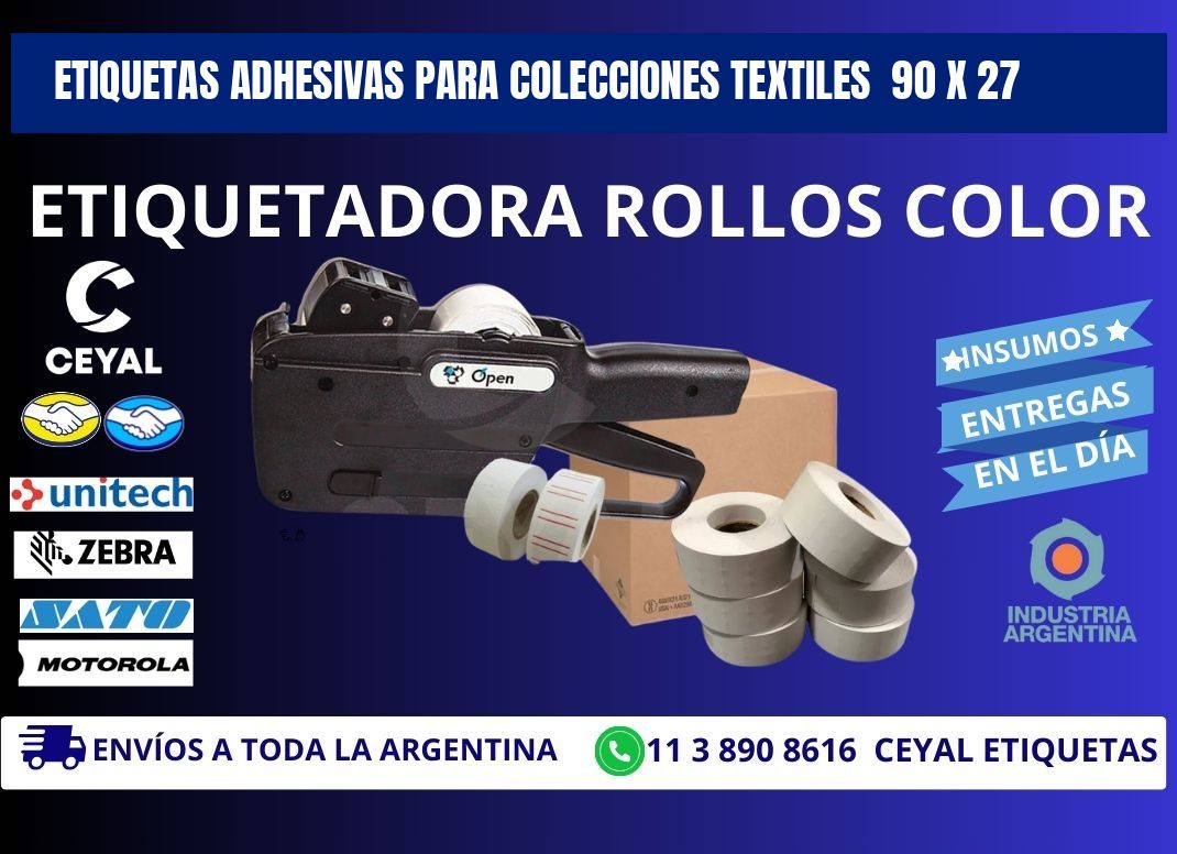 ETIQUETAS ADHESIVAS PARA COLECCIONES TEXTILES 90 x 27