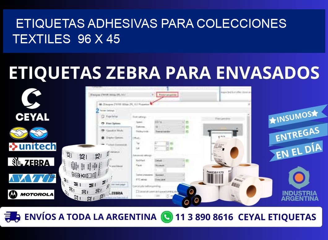 ETIQUETAS ADHESIVAS PARA COLECCIONES TEXTILES 96 x 45