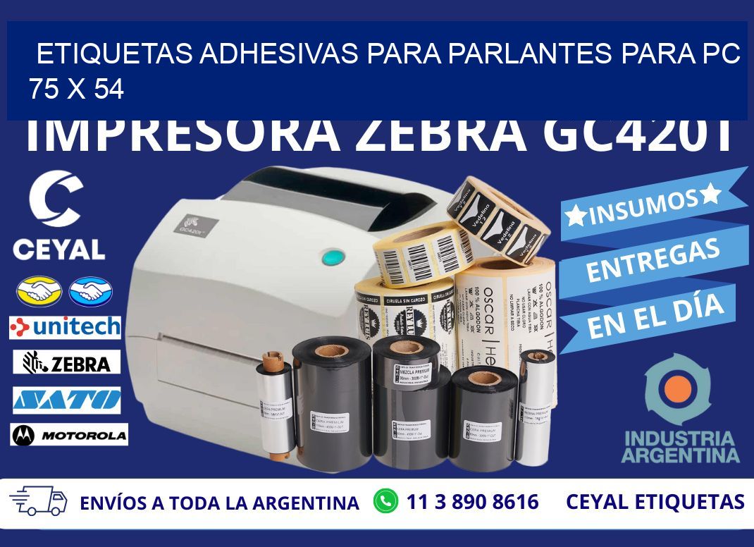 ETIQUETAS ADHESIVAS PARA PARLANTES PARA PC 75 x 54