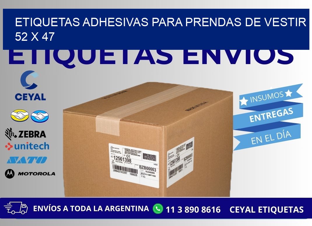 ETIQUETAS ADHESIVAS PARA PRENDAS DE VESTIR 52 x 47