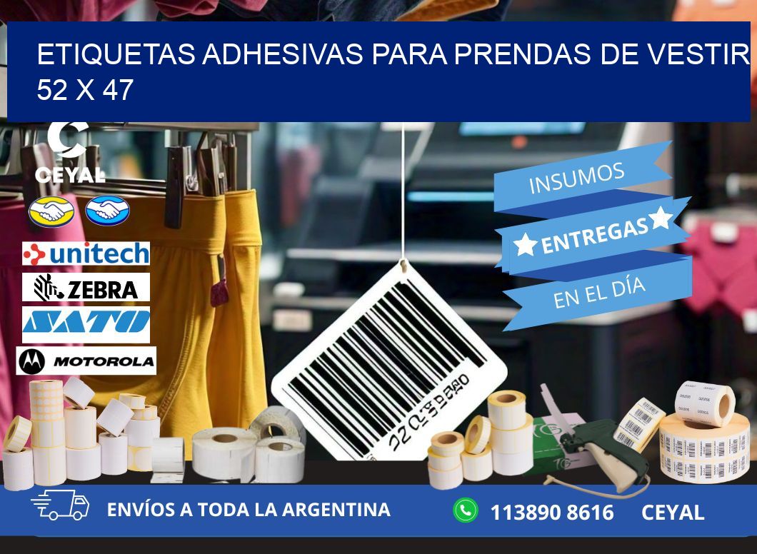 ETIQUETAS ADHESIVAS PARA PRENDAS DE VESTIR  52 x 47