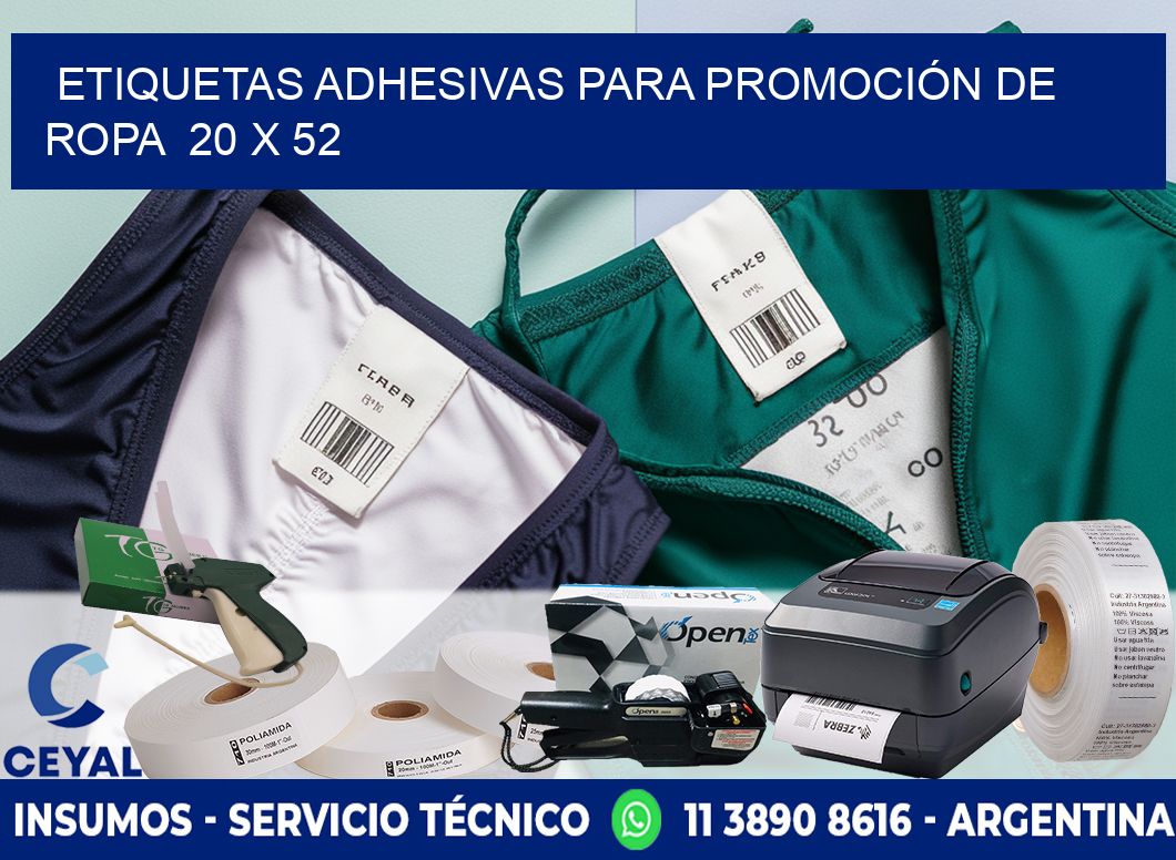 ETIQUETAS ADHESIVAS PARA PROMOCIÓN DE ROPA 20 x 52