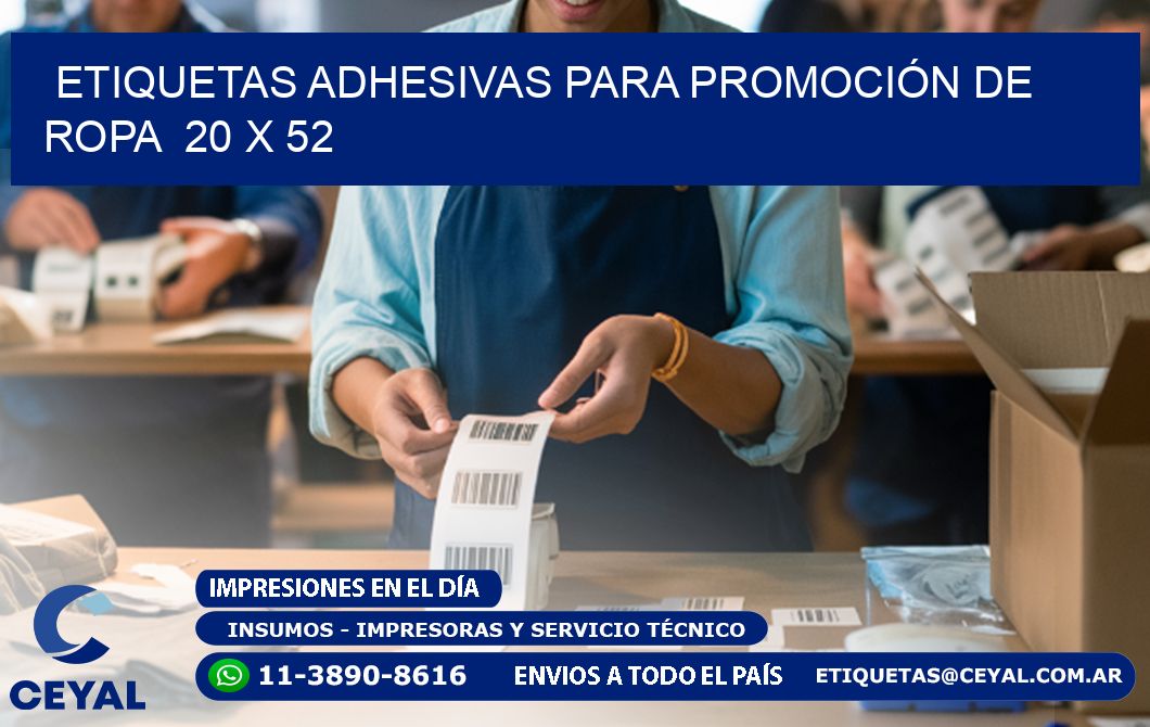 ETIQUETAS ADHESIVAS PARA PROMOCIÓN DE ROPA 20 x 52