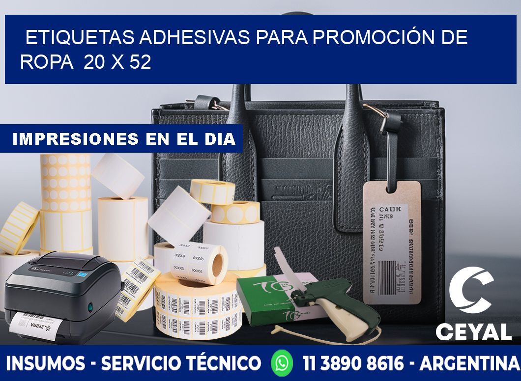 ETIQUETAS ADHESIVAS PARA PROMOCIÓN DE ROPA 20 x 52
