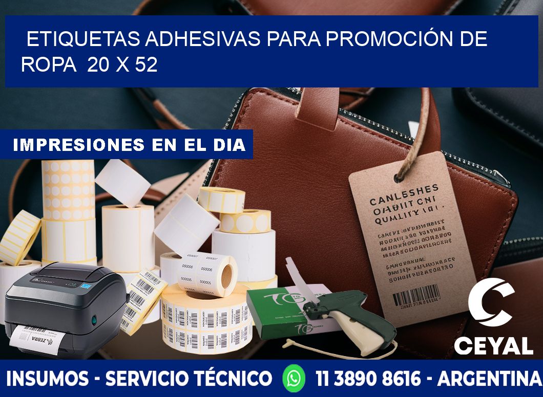 ETIQUETAS ADHESIVAS PARA PROMOCIÓN DE ROPA 20 x 52