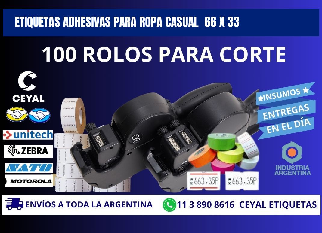 ETIQUETAS ADHESIVAS PARA ROPA CASUAL 66 x 33