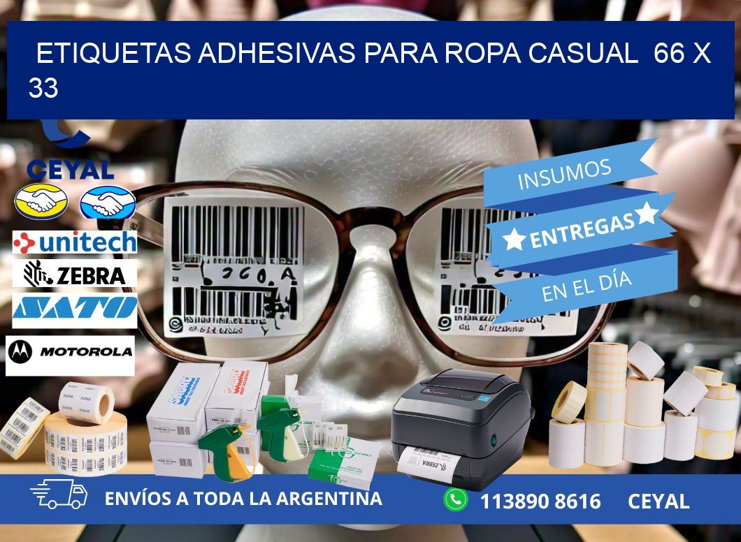 ETIQUETAS ADHESIVAS PARA ROPA CASUAL 66 x 33