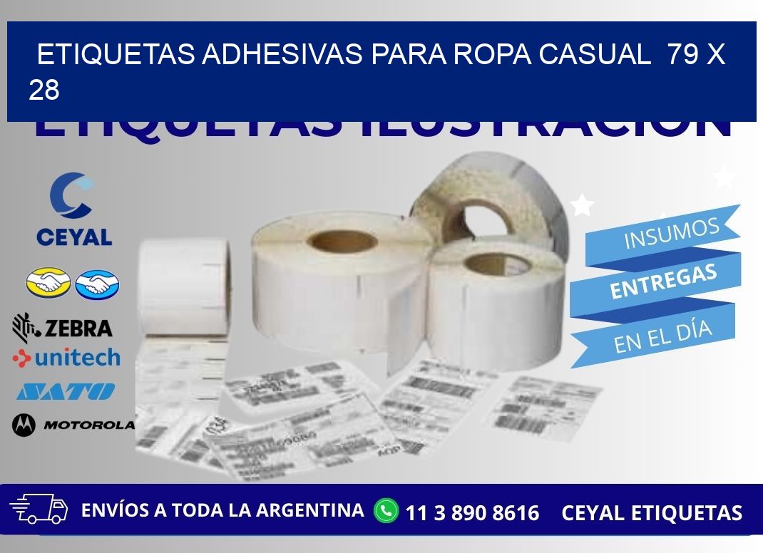 ETIQUETAS ADHESIVAS PARA ROPA CASUAL 79 x 28