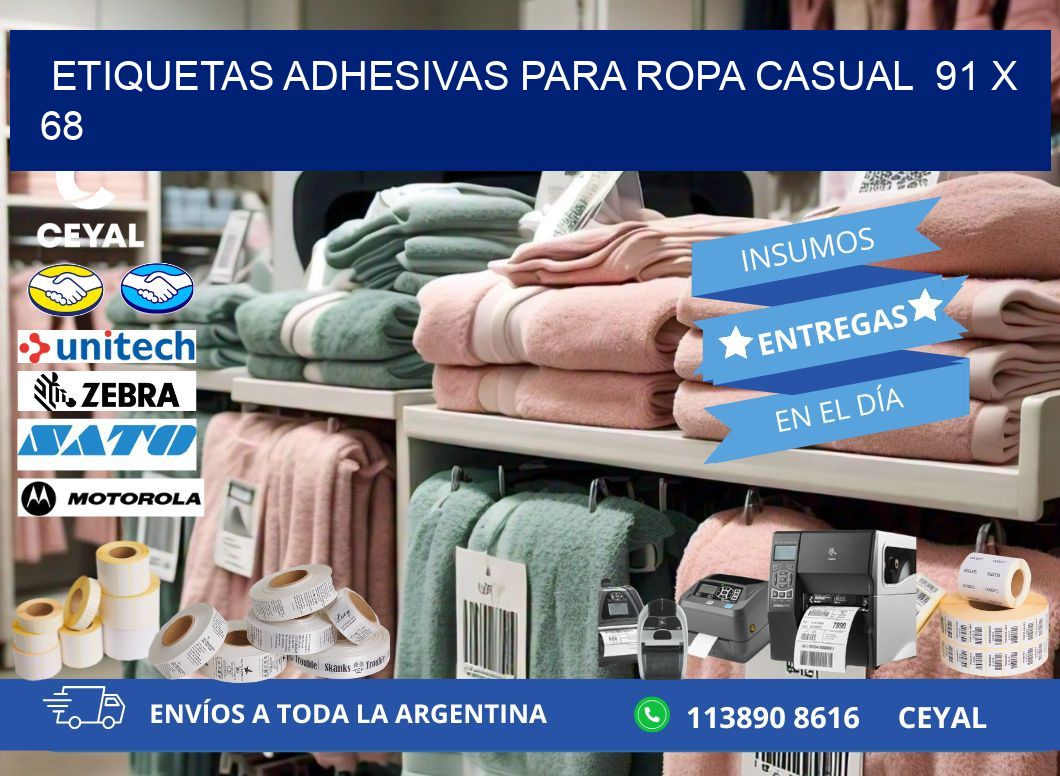 ETIQUETAS ADHESIVAS PARA ROPA CASUAL  91 x 68