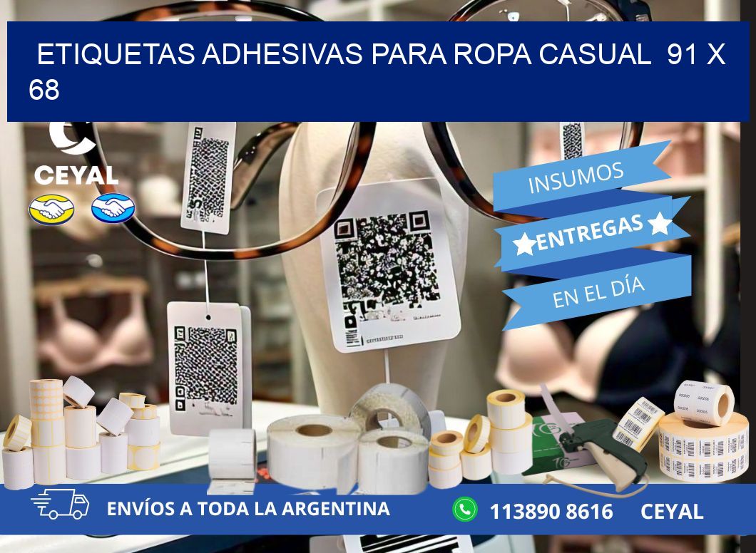 ETIQUETAS ADHESIVAS PARA ROPA CASUAL  91 x 68