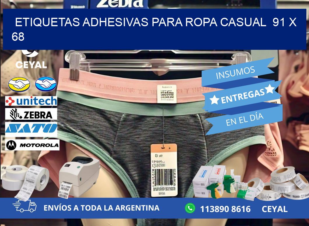 ETIQUETAS ADHESIVAS PARA ROPA CASUAL  91 x 68