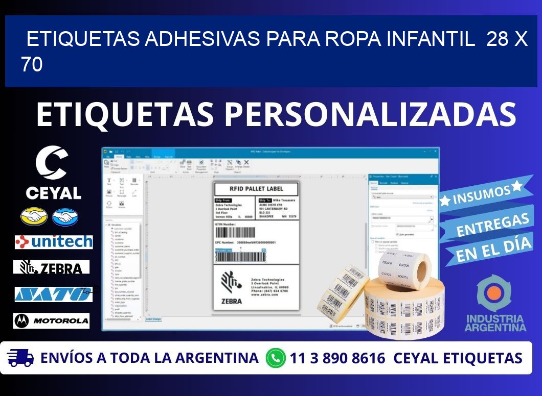 ETIQUETAS ADHESIVAS PARA ROPA INFANTIL 28 x 70