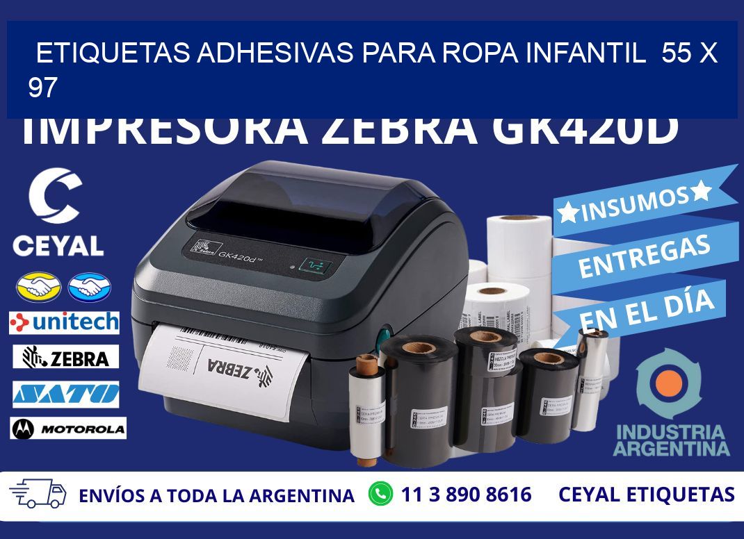 ETIQUETAS ADHESIVAS PARA ROPA INFANTIL 55 x 97