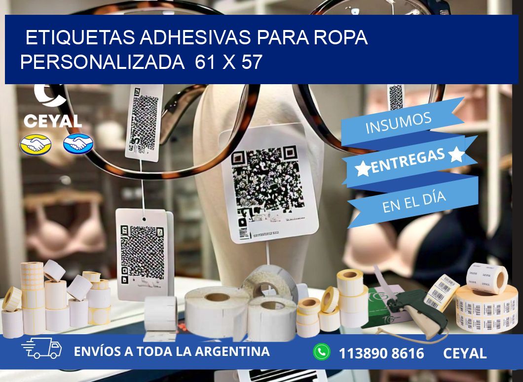 ETIQUETAS ADHESIVAS PARA ROPA PERSONALIZADA 61 x 57