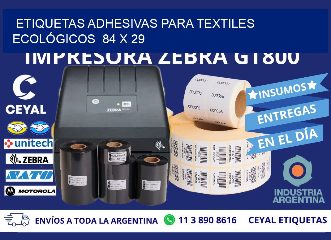 ETIQUETAS ADHESIVAS PARA TEXTILES ECOLÓGICOS 84 x 29