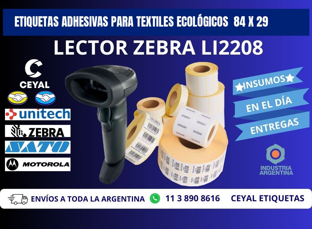 ETIQUETAS ADHESIVAS PARA TEXTILES ECOLÓGICOS 84 x 29