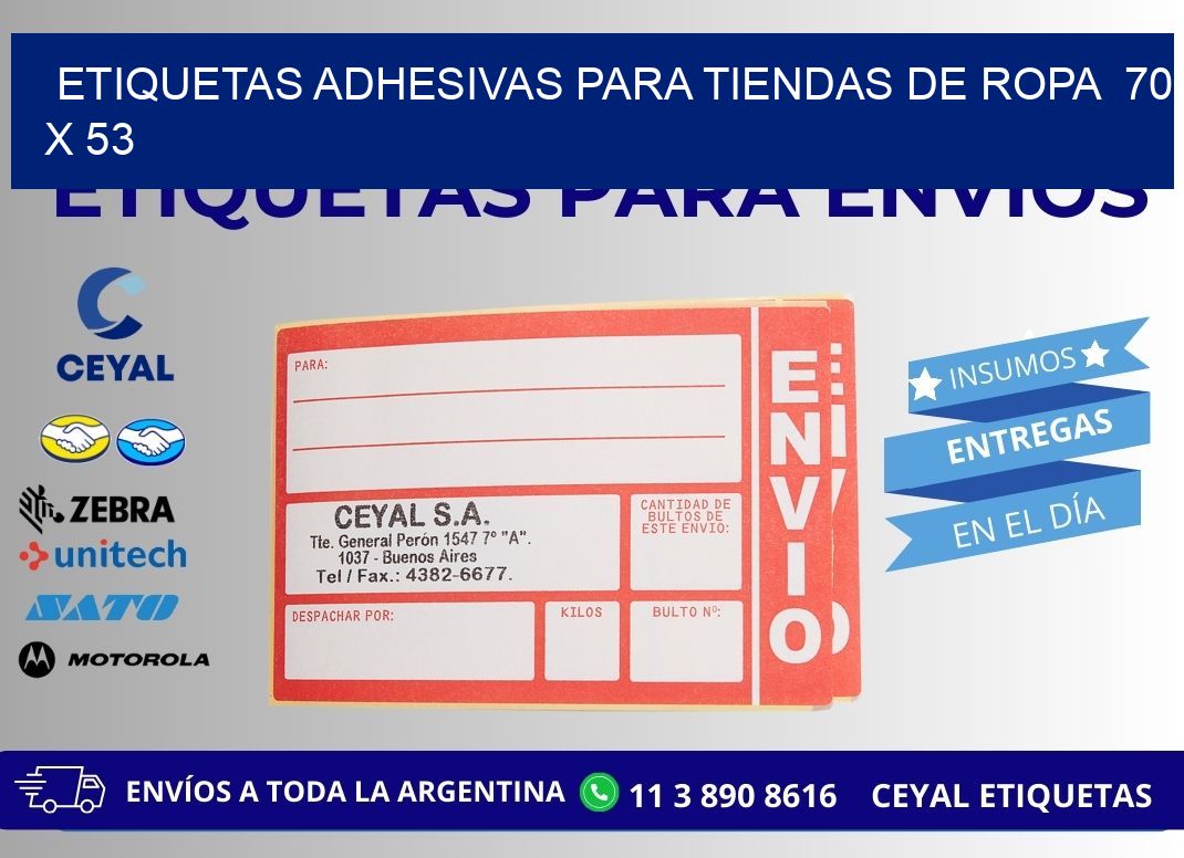 ETIQUETAS ADHESIVAS PARA TIENDAS DE ROPA  70 x 53