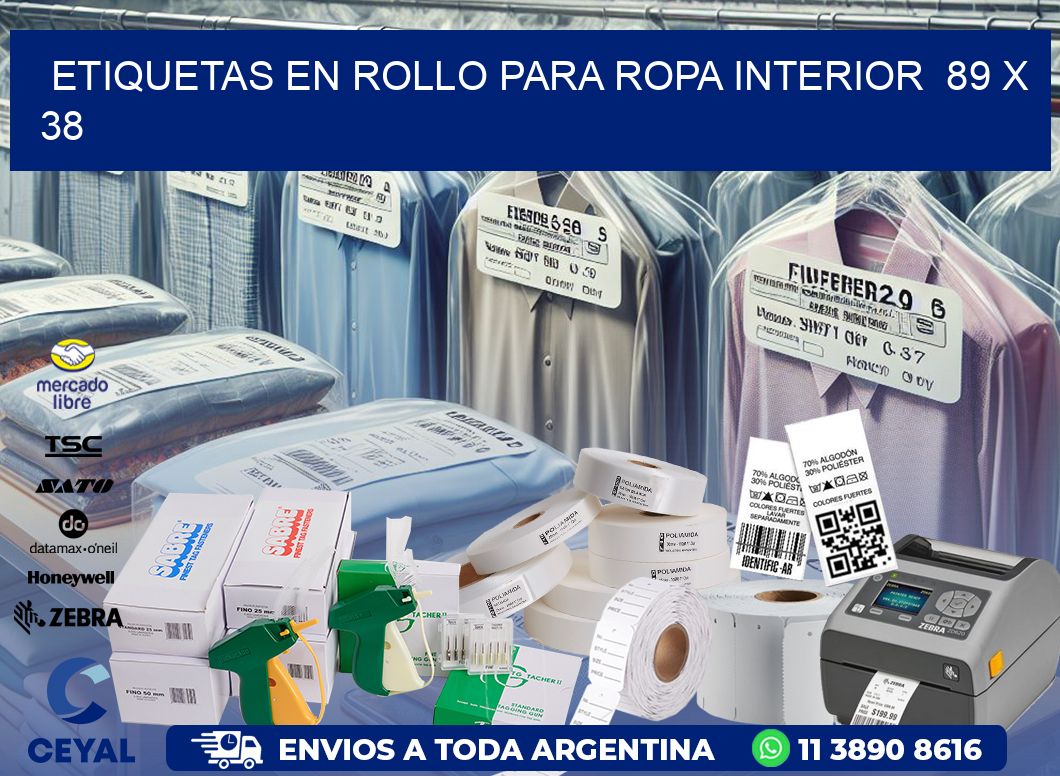 ETIQUETAS EN ROLLO PARA ROPA INTERIOR  89 x 38