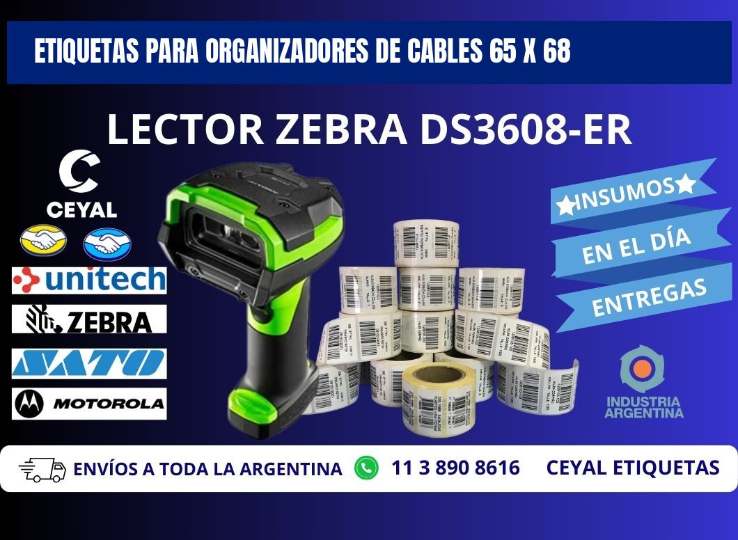 ETIQUETAS PARA ORGANIZADORES DE CABLES 65 x 68